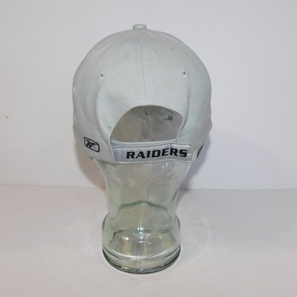 Reebok NFL Oakland Las Vegas RAIDERS Gray Strapback Cap Hat Raised Logo - Picture 7 of 11